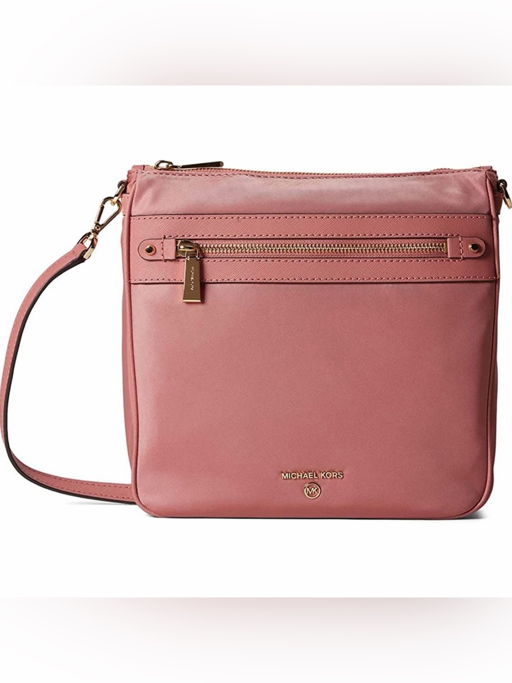 Michael Kors Jet Set Nylon Gabardine Messenger crossbody Bag pink rose